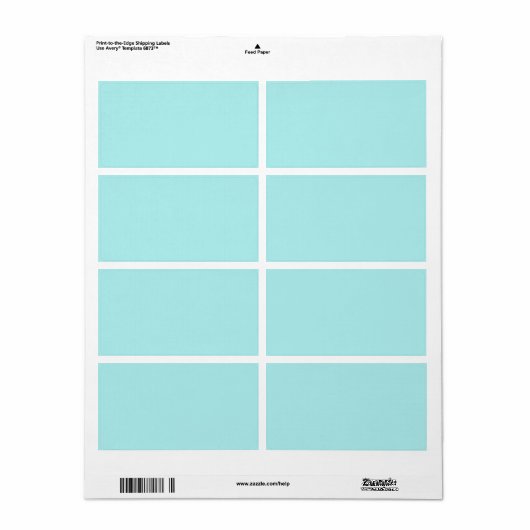 Étiquette d'expédition léger Turquoise (Feuille entière)