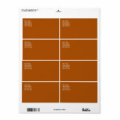 Étiquette d'expédition orange brûlé (Feuille entière)