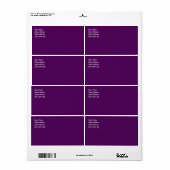 Étiquette d'expédition Plum Purple (Feuille entière)