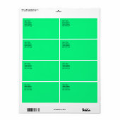Étiquette d'expédition vert brillant (Feuille entière)
