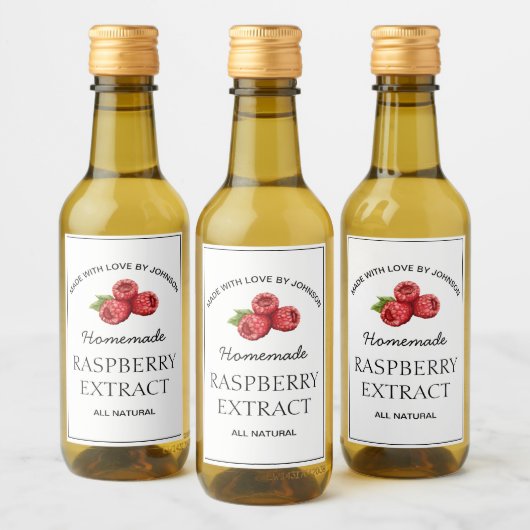 Étiquette d'extraction de framboise (Bouteilles)