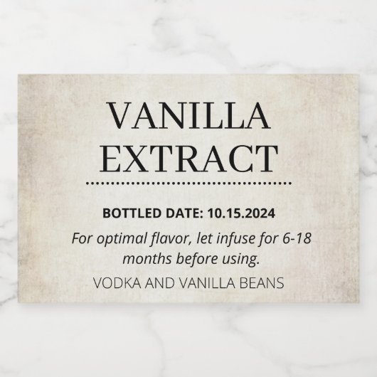 Étiquette d'extraction de vanille personnalisable  (Étiquettes simples)