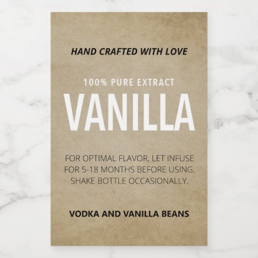 Étiquette d'extraction de vanille personnalisable (Étiquettes simples)