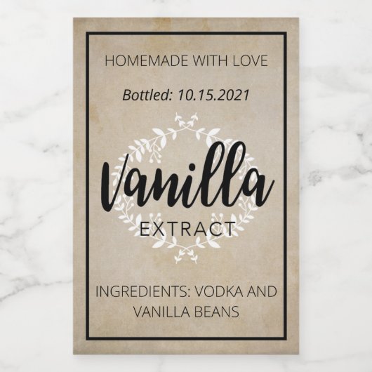 Étiquette d'extraction de vanille personnalisable  (Étiquettes simples)
