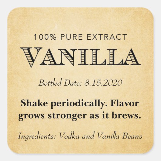 Étiquette d'extraction de vanille personnalisable  (Devant)