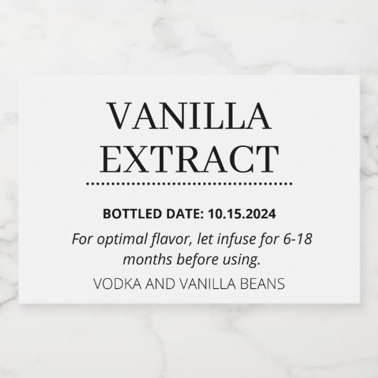 Étiquette d'extraction de vanille personnalisable  (Étiquettes simples)