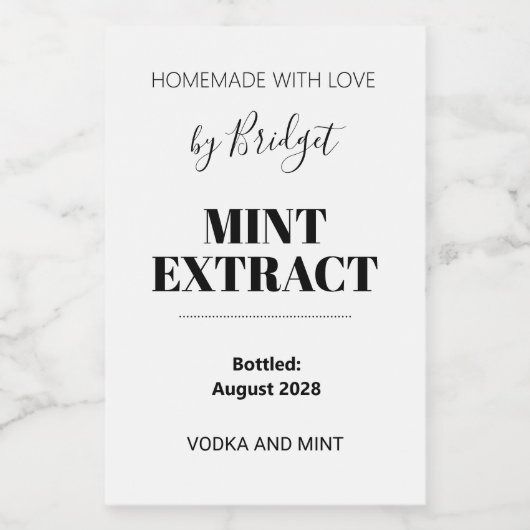 Étiquette d'extrait de menthe personnalisable (Étiquettes simples)