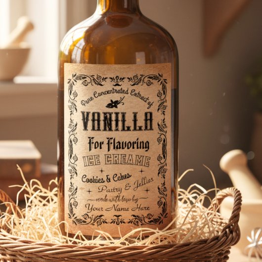 Étiquette d'extrait de vanille fait maison kraft V