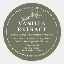 Étiquette d'extrait de vanille maison vert sauge