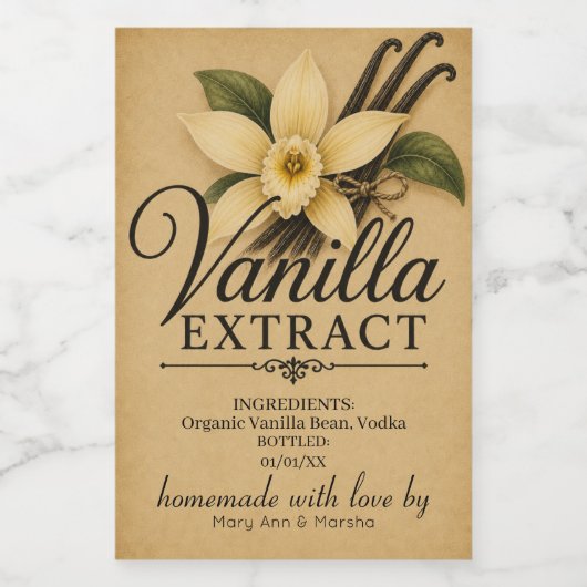 Étiquette d'extrait de vanille personnalisée (Étiquettes simples)