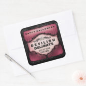 Étiquette d'Halloween - Rouge et Noir Grand Carré (Enveloppe)