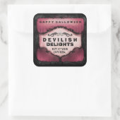 Étiquette d'Halloween - Rouge et Noir Grand Carré (Sac)