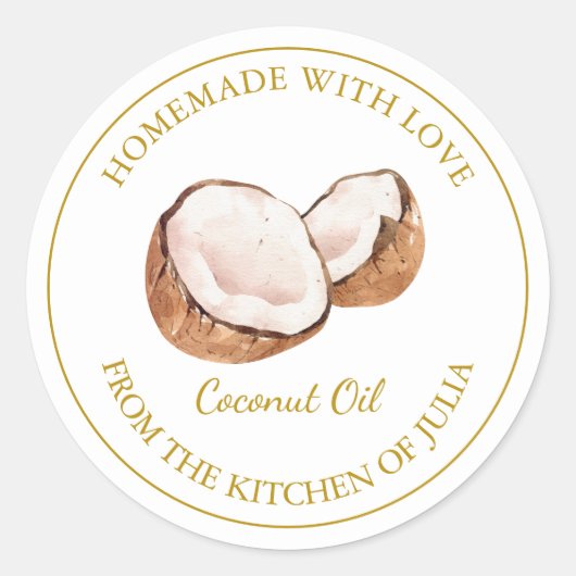 Étiquette d'huile de noix de coco maison Gold | Bl (Devant)