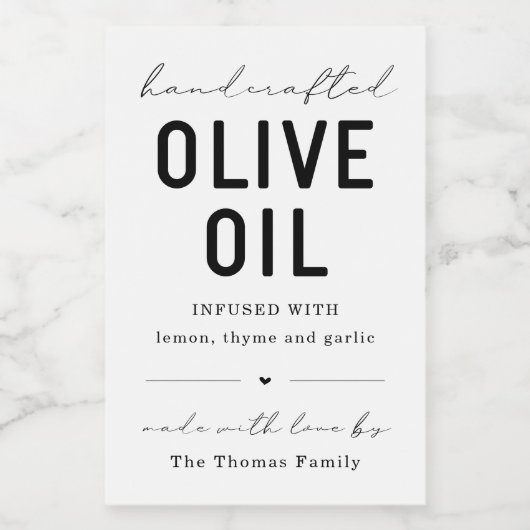 Étiquette d'huile d'olive maison (Étiquettes simples)