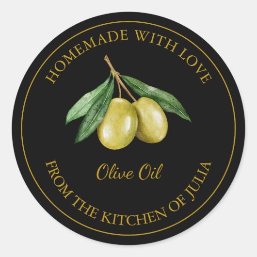 Étiquette d'huile d'olive maison Gold | Noir (Devant)