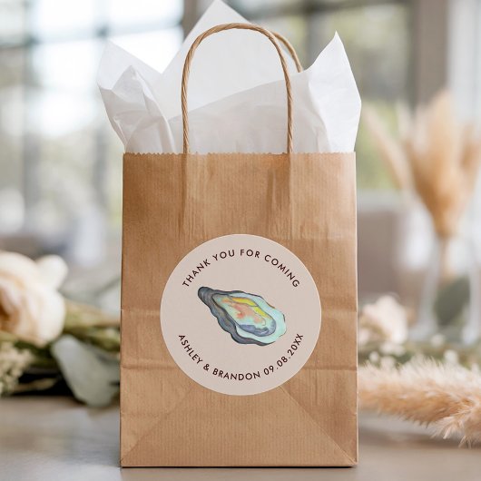 Étiquette d'huître à l'aquarelle, mariage côtier a