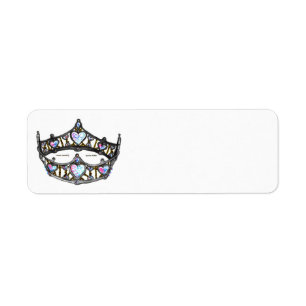 Étiquette Diadème Couronne d'Argent Reine de Coeur blanc