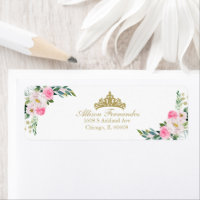 Diadème en or Quinceanera fleurs rose chaud Label