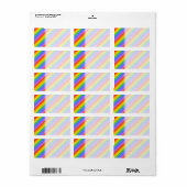 Étiquette Diagonal Rainbow Stripes Motif. (Feuille entière)