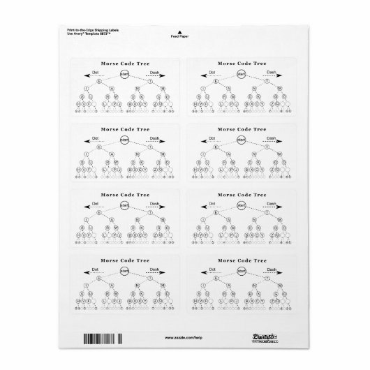Étiquette Diagramme de l'arborescence du code Morse (Feuille entière)