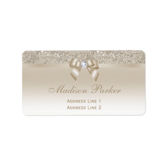 Étiquette Diamant de ruban d'arc de paillettes de Champagne