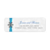 Étiquette Diamante Snowflake & Blue Ribbon Mariage d'hiver (Devant)