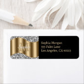 Étiquette Diamants de glam, Monogramme d'or, nom et adresse (En situation)