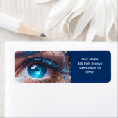 Étiquette Diamants oculaires bleus mignons Imaginaires (En situation)