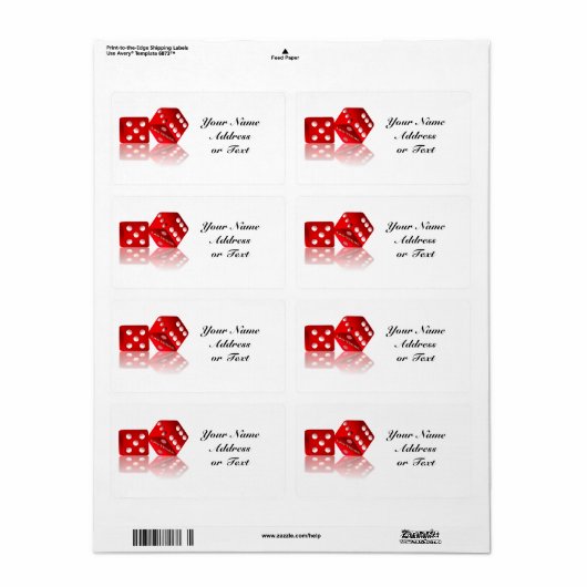 Étiquette Dice Las Vegas (Feuille entière)