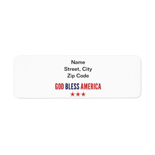 Étiquette Dieu bénisse l'Amérique (Devant)