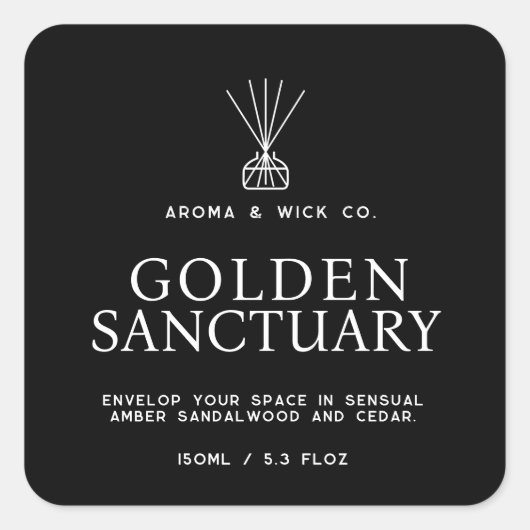 Étiquette diffuseur noir simple (Devant)