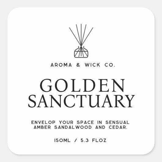 Étiquette diffuseur simple blanc et noir (Devant)