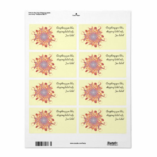 Étiquette dim. fleur (Feuille entière)