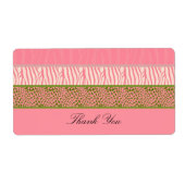 Étiquette d'impression de fourrure d'animal rose (Devant)