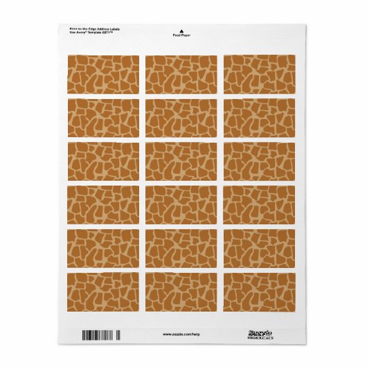 Étiquette d'impression Motif Giraffe (Feuille entière)