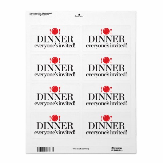 Étiquette Dîner Invité de tous (Feuille entière)