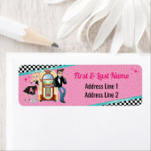 Étiquette Diner Retro Jukebox 1950 Anniversaire fêté Sock Ho (En situation)