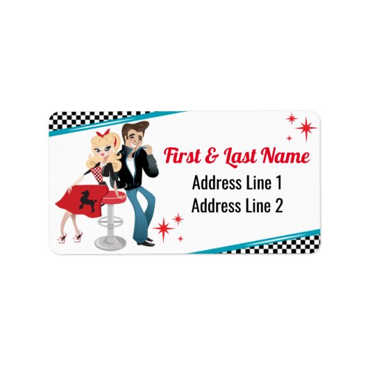 Étiquette Diner Retro Jukebox 1950 Anniversaire fêté Sock Ho (Devant)