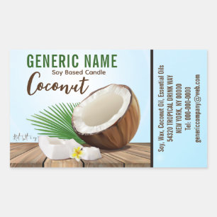 Étiquette d'ingrédient de bougie à la noix de coco