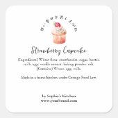 Étiquette d'ingrédient de cupcake à la fraise aqua (Devant)