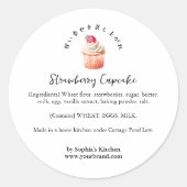 Étiquette d'ingrédient de cupcake à la fraise aqua (Devant)