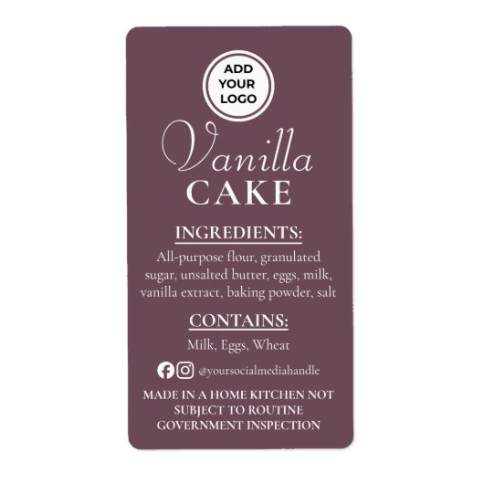 Étiquette d'ingrédient de la loi de Cottage Vanill (Devant)