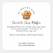 Étiquette d'ingrédient de muffin au chocolat à l'a (Devant)