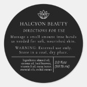Étiquette d'ingrédient de produit de beauté noir (Devant)
