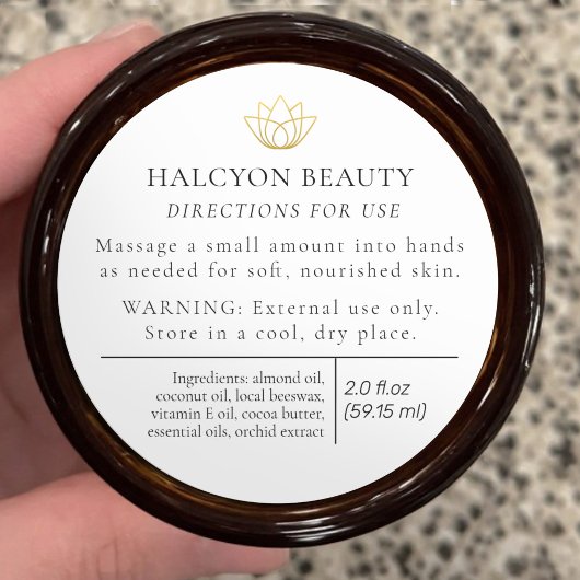 Étiquette d'ingrédient de produit de beauté noir d