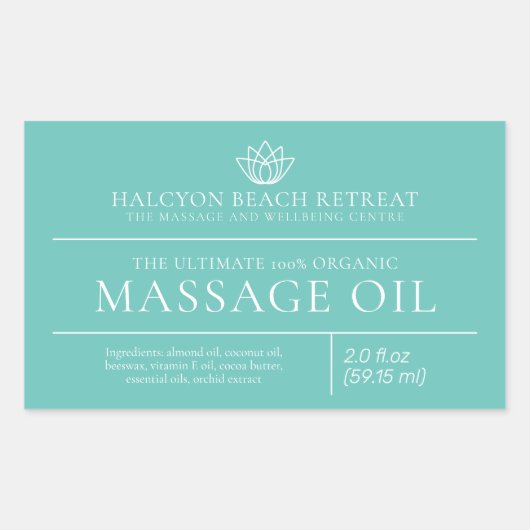 Étiquette d'ingrédient de produit d'huile de massa (Devant)