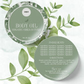 Étiquette d'ingrédients botaniques naturels de Sag