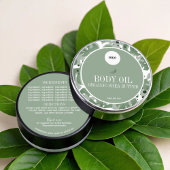 Étiquette d'ingrédients botaniques naturels de Sag