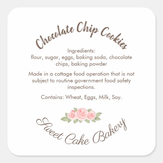 Étiquette d'ingrédients de cookie au chocolat Chal (Devant)