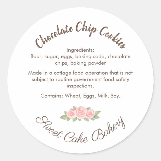 Étiquette d'ingrédients de cookie au chocolat Chal (Devant)